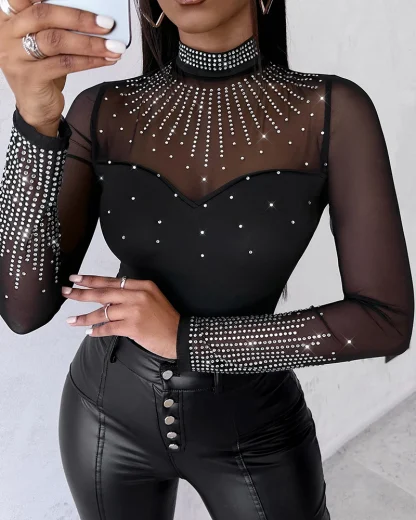 Luxury Mesh Black Bodysuit