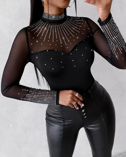 Luxury Mesh Black Bodysuit - Image 5