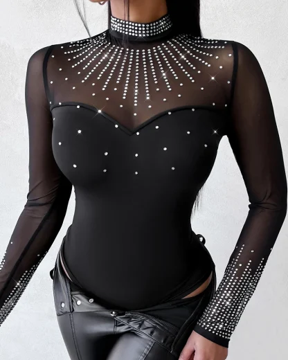 Luxury Mesh Black Bodysuit - Image 3