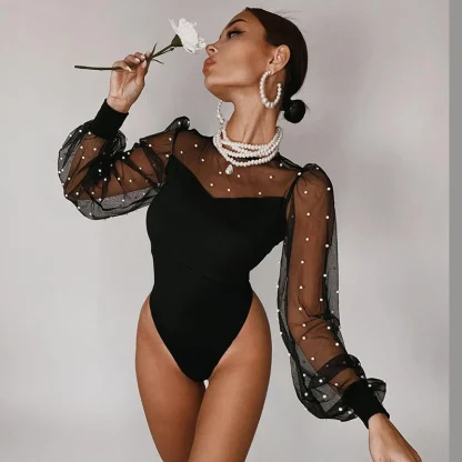 Puff Long Sleeve Mesh Bodysuit