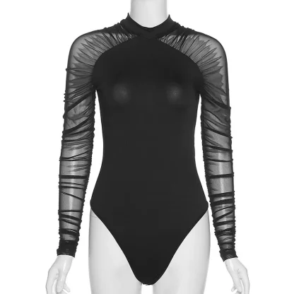 Black Long Sleeve Mesh Bodysuit - Image 6