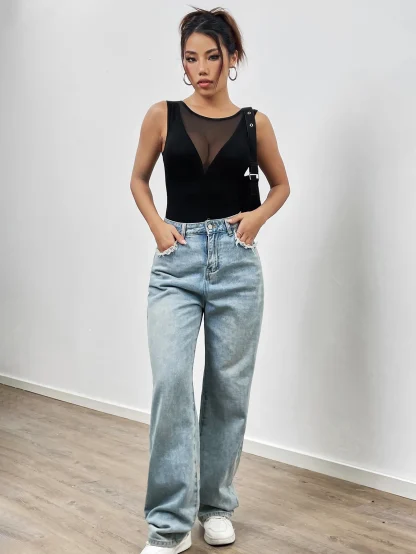 See-through Deep V-neck Bodysuit - Image 6