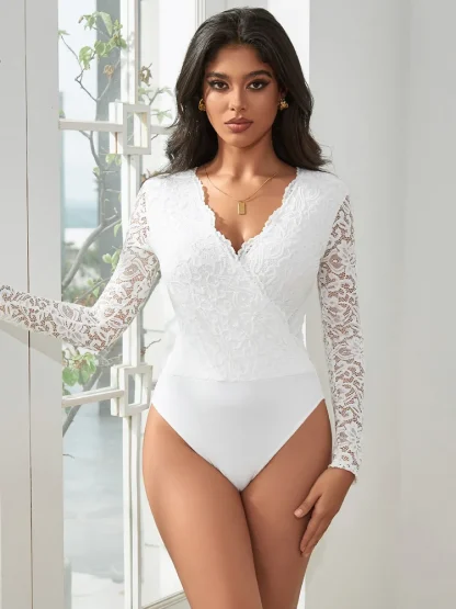 Long Sleeve Sheer Lace Bodysuit