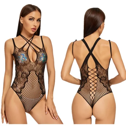 Erotic Hollow Out Sheer Bodysuit - Image 6