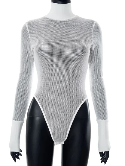 Long Sleeve Sexy Sheer Bodysuit - Image 5