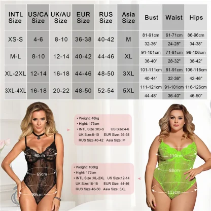 Plus Size Sheer Lace Bodysuits - Image 7