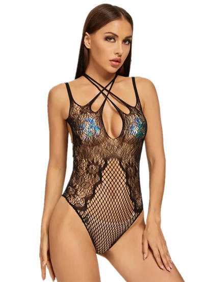 Erotic Tight Sheer Fishnet Bodysuit - Image 2