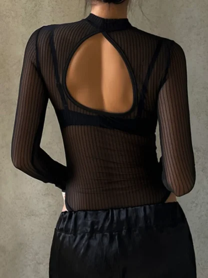 Long Sleeve See-through Bodysuit - Image 6