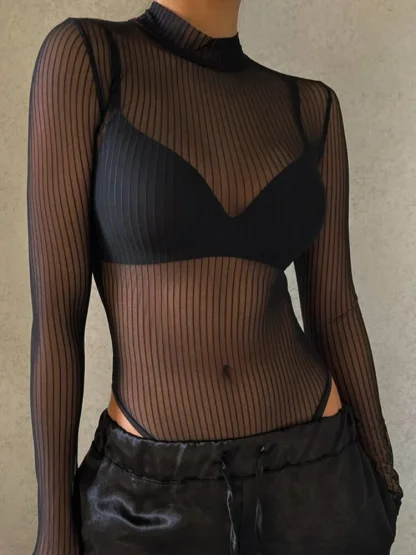 Sexy See-through Backless Bodysuit - Image 3