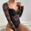 Sexy Lace Long Sleeve Bodysuit