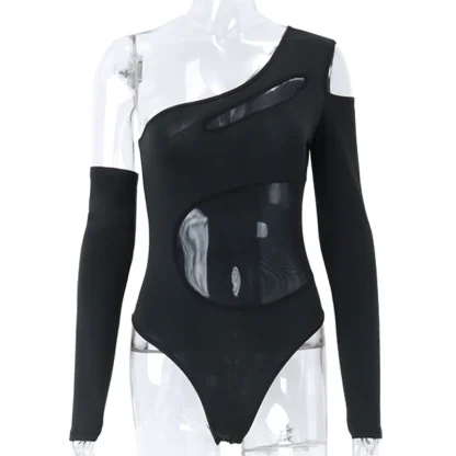 Mesh Patchwork Sexy Bodysuit - Image 6