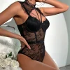 Sexy Black Sheer Lace Bodysuit - Image 4