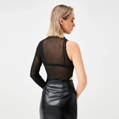 One-shoulder Mesh Bodysuit - Image 4