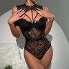 Sexy Black Sheer Lace Bodysuit - Image 3
