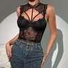 Sexy Black Sheer Lace Bodysuit - Image 5
