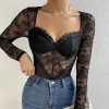 Sexy Lace Long Sleeve Bodysuit - Image 4