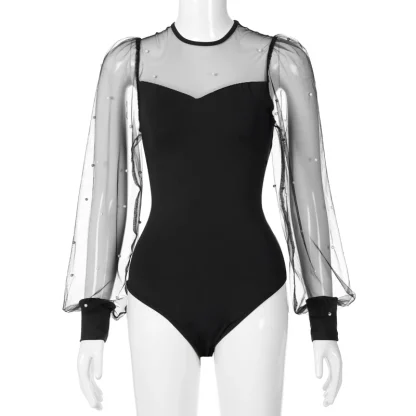 Puff Long Sleeve Mesh Bodysuit - Image 6