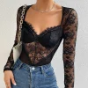 Sexy Lace Long Sleeve Bodysuit - Image 3
