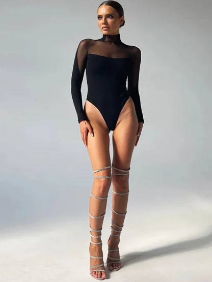 Turtleneck Transparent Bodysuit - Image 6
