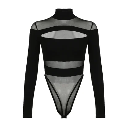 Long Sleeve Sheer Mesh Bodysuit - Image 5