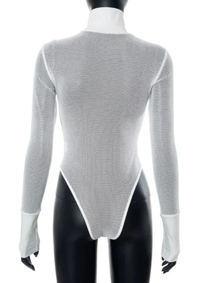 High-neck Sheer White Bodysuit - Image 6