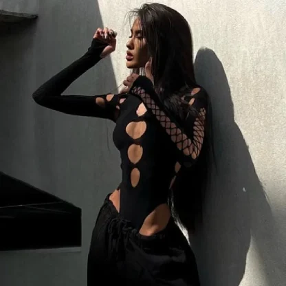 Hollow Out Sexy Sheer Bodysuit - Image 6