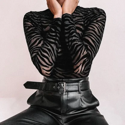 Mock Neck Transparent Bodysuit - Image 3
