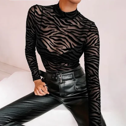 Mock Neck Transparent Bodysuit