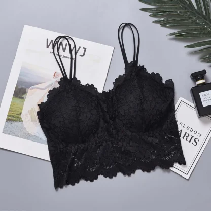 See-through Floral Solid Bralette - Image 3