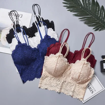 See-through Floral Solid Bralette - Image 6