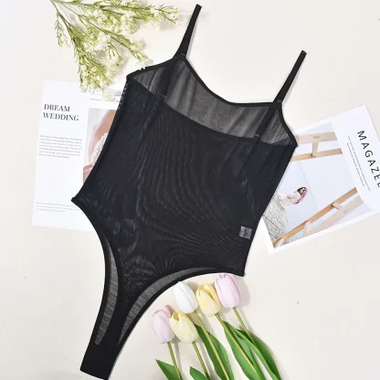 Sheer Mesh Thong Bodysuit