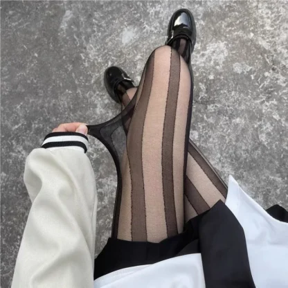 See-through Striped Stocking - Image 4