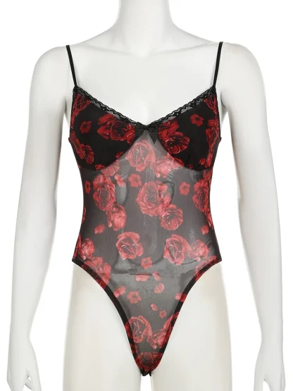 Floral Sheer Mesh Bodysuit - Image 4