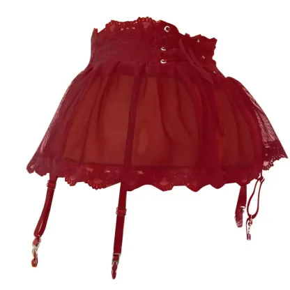 Lace-up See-through Garter Belt - Image 4