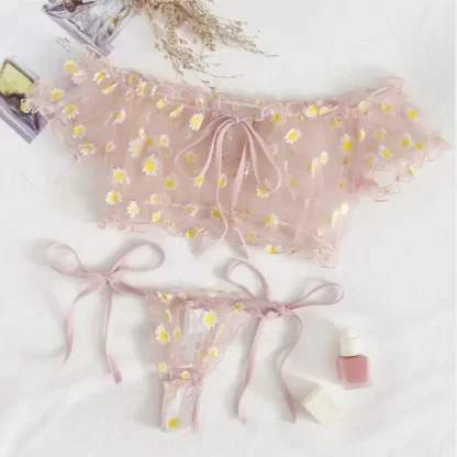 Aesthetic Floral Mesh Lingerie