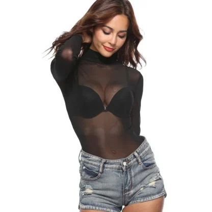 Elastic Sheer Mesh Bodysuits - Image 2