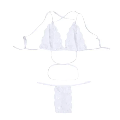Strappy Sheer Lace Lingerie Set - Image 5