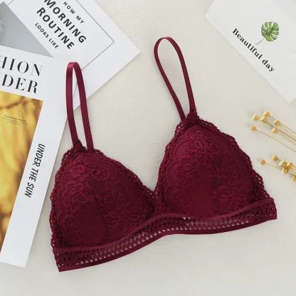 V-neck Sheer Lace Seamless Bras - Image 4