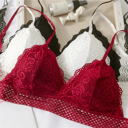 V-neck Sheer Lace Seamless Bras - Image 5