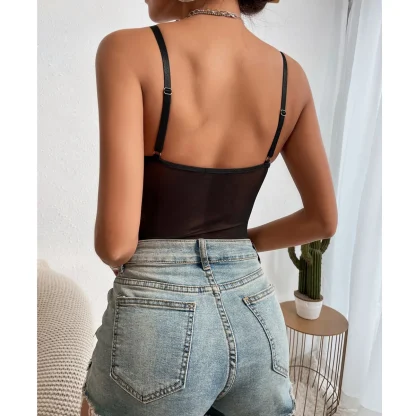 Spaghetti Strap Mesh Bodysuit - Image 2
