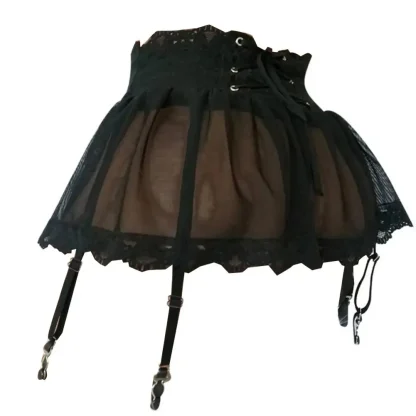 Lace-up See-through Garter Belt