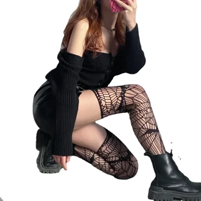 Sheer Striped Suspender Pantyhose - Image 4
