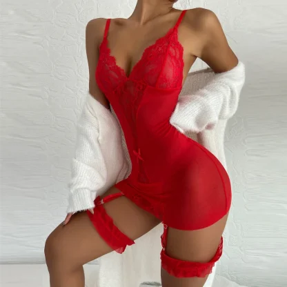 See-through Lace Panel Babydolls - Image 4
