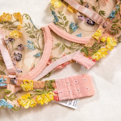 Embroidered Floral Mesh Lingerie - Image 5