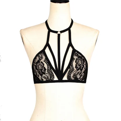 Push Up Halter Sheer Lace Bra - Image 4