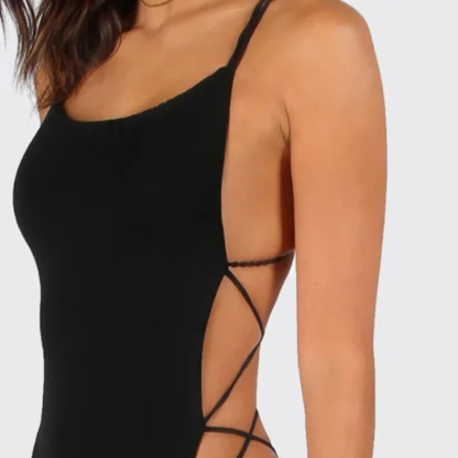 Backless Solid Cami Bodysuits - Image 3