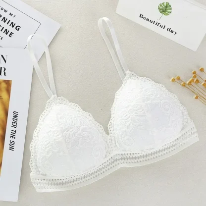 V-neck Sheer Lace Seamless Bras - Image 3