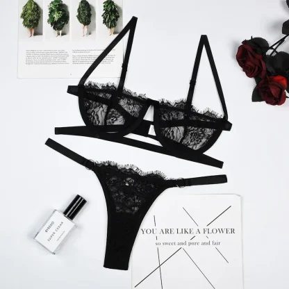 Eyelash Sheer Lace Lingerie Set - Image 5