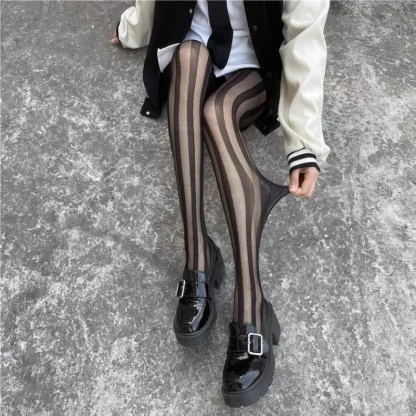 See-through Striped Stocking - Image 3