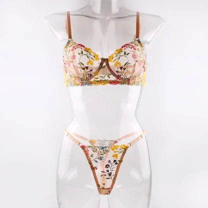 Embroidered Floral Mesh Lingerie - Image 6